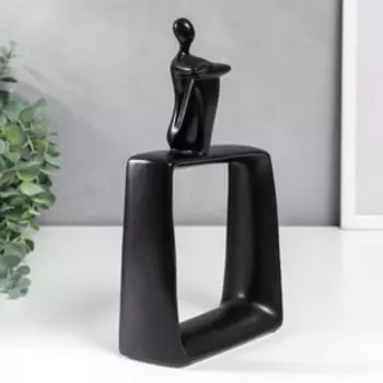 Сувенир керамика "Абстракция. Фигура человека. Квадрат" чёрный 25,5х6х15 см