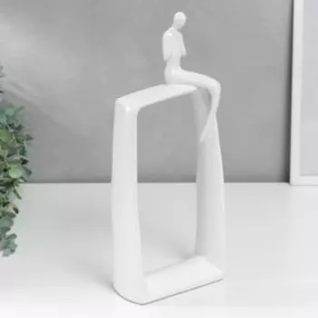 Сувенир керамика "Абстракция. Фигура человека. Прямоугольник" белый 34х7х14,5 см