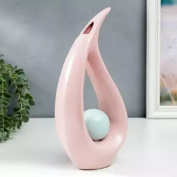 Сувенир керамика "Абстракция. Капля и шар" пастель матовый розовый 28,5х14,5 см