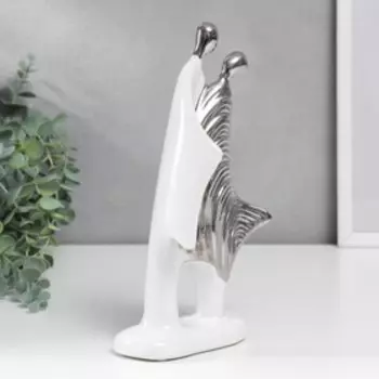 Сувенир керамика "Абстракция. Влюблённые" белый с серебром 25,5х7,5х14 см