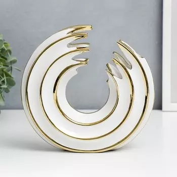 Сувенир керамика "Абстракция. Водоворот" белый с золотом 20х20 см