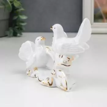 Сувенир керамика "Белые голуби на пушистой ветке" стразы 10х5,3х13 см