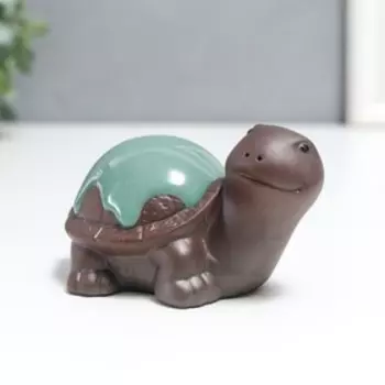 Сувенир керамика "Черепашка" голубая глазурь 6х10,4 см