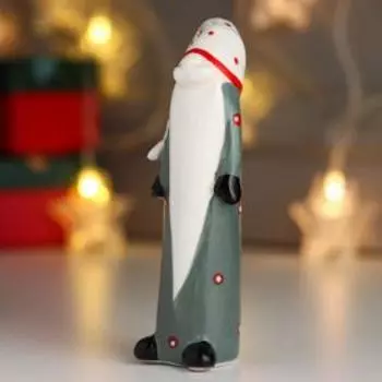 Сувенир керамика "Дед Мороз, серый кафтан в горох и колпак" 14х4,3х6 см