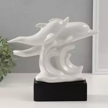 Сувенир керамика "Дельфины на волнах" белый 7,3х22х23 см