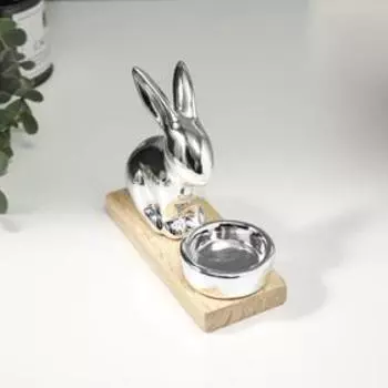Сувенир керамика, дерево подсвечник "Кролик" 11,6х5,5х13,8 см
