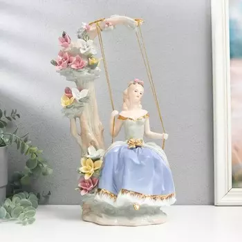 Сувенир керамика "Девушка на качелях" 35х15х12 см