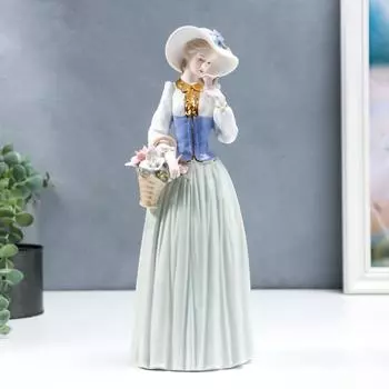 Сувенир керамика "Девушка в платье с корсетом с корзинкой" 30х11х10 см