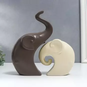 Набор фигурок керамика «Два слона», матовые 2 шт., 1212 2213 см, МИКС