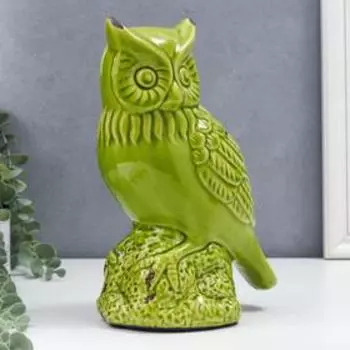 Сувенир керамика "Филин на камне" бирюзовый шамот 22х10,5х15 см