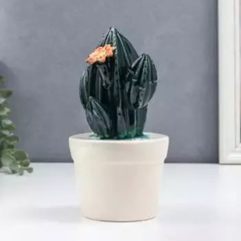 Сувенир керамика "Кактус в белом горшке с цветком" 23х11х11 см