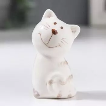 Сувенир керамика "Котейка белый полосатый" 7,2х3,2х3,4 см