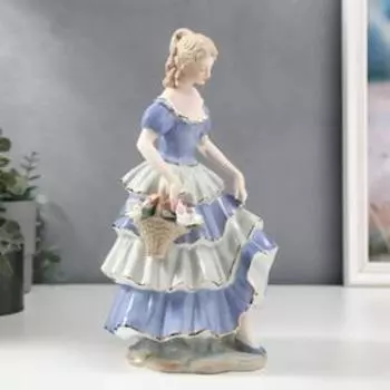 Сувенир керамика "Крестьянка в платье с оборками с корзиной цветов"МИКС 31х16х15 см