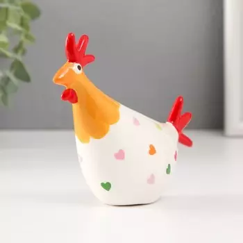 Сувенир керамика "Курочка в сердечках" 13,5х5х11 см