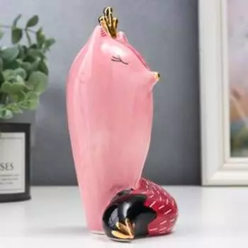 Сувенир керамика "Лисичка в короне" розовый 15,8х9х9,5 см