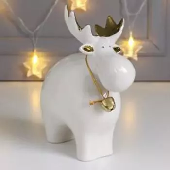 Сувенир керамика "Лосик с колокольчиком" золото 18,9х8,3х17,3 см