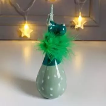 Сувенир керамика "Лосик, узор капельки" зелёный, пух 16,6х6х6 см