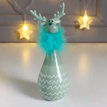 Сувенир керамика "Лосик, узор зигзаг" зелёный, пух 16,6х6х6 см