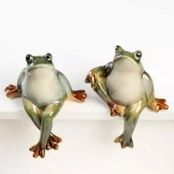 Сувенир керамика "Лягушка" набор 2 штуки 14х10х11,5 см