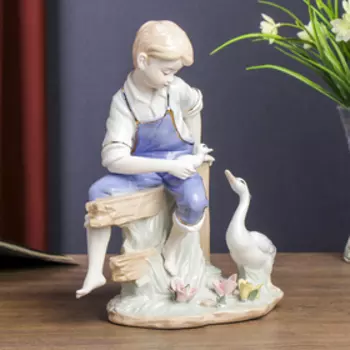 Сувенир керамика "Мальчик с гусями" 28х23х13 см