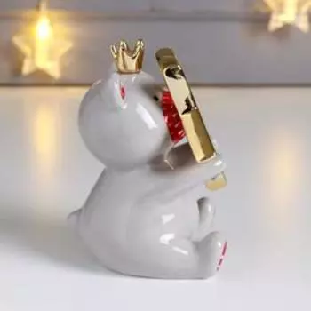 Сувенир керамика "Мишка в короне, с большой золотой звездой" 11,2х7,7х7,8 см