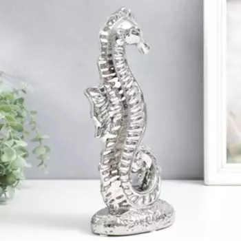 Сувенир керамика "Морской конёк" серебро 29х13х7,5 см