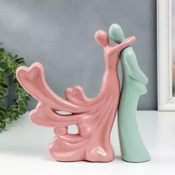 Сувенир керамика "Обьятия, шлейф с сердцами" маршмеллоу набор 2 шт 23х20 23,5х6 см