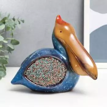 Сувенир керамика "Пеликан" синий шамот с блёстками МИКС 15х21,5х10 см