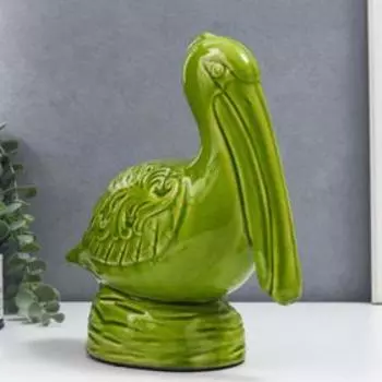 Сувенир керамика "Пеликан" зелёный шамот 27х11х25 см