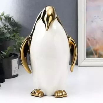 Сувенир керамика "Пингвин - мать семейства" золотой 26х15 см