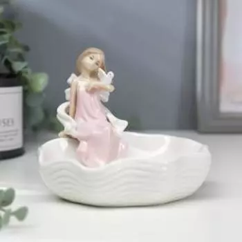Сувенир керамика подставка "Девчушка с голубем в платье с бантом" МИКС 10,5х11,5х13,5 см