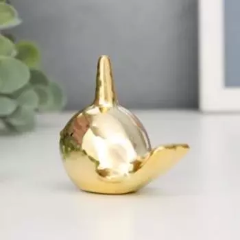 Сувенир керамика подставка под кольца "Китёнок" золото 5,5х5,5х3, см