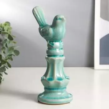 Сувенир керамика "Птичка на колонне" бирюза 22х10,5х8,5 см
