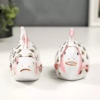 Сувенир керамика "Рыбки ажурные" набор 2 шт 10х14 см