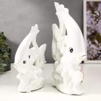 Сувенир керамика "Рыбки с розами" набор 2 шт 17,3х14х6 23,5х17х6,5 см