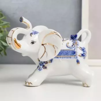 Сувенир керамика "Слоны с синей росписью" набор 7 шт h= 11 см 31,5х23,5 см