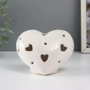 Фигурка световая керамика «Сердце», белый, 12.398.6 см