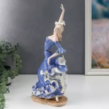 Сувенир керамика "Танцующая девушка в голубом платье" 29х14х8 см