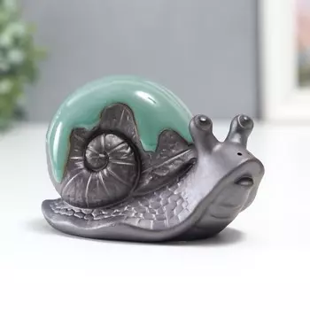 Сувенир керамика "Улитка" голубая глазурь 6,2х9,5 см