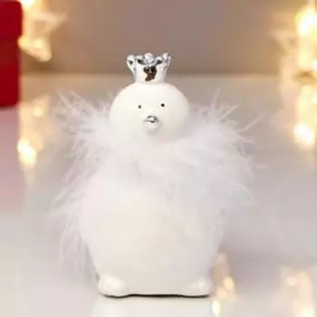 Сувенир керамика "Воробышек в короне" серебро 11,3х7,8х11 см