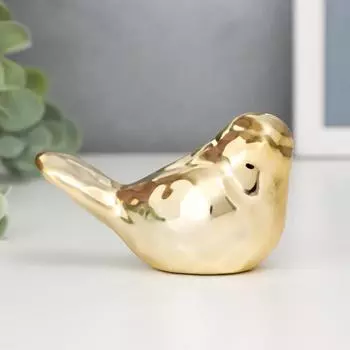 Сувенир керамика "Воробышек" золото 4,5х8,2х4 см