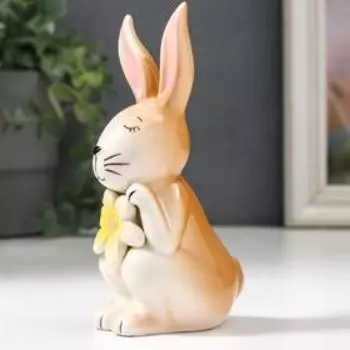 Сувенир керамика "Зайчонок с ромашкой" 14х5,6х7,1 см