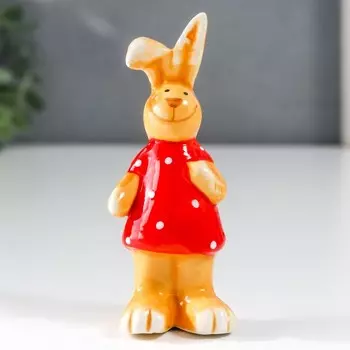 Сувенир керамика "Зайка в красном платье" 2,8х2,8х8 см