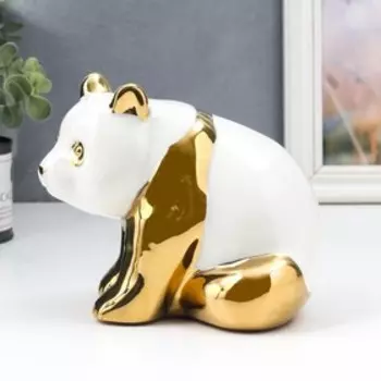 Сувенир керамика "Золотая панда сидит" 14х17х14 см