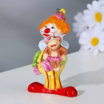 Сувенир "Клоун с мартышкой", ярославская майолика, h=11 см