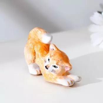 Сувенир "Кошечка Потягуша", ярославская майолика, h=5 см