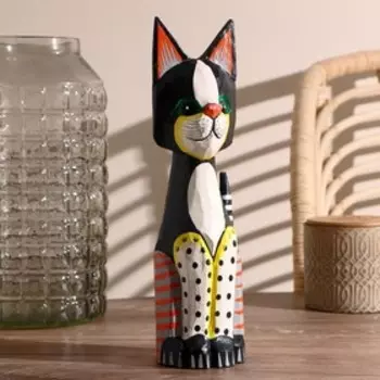 Сувенир "Кошка ЧБ" дерево 8х7х30 см