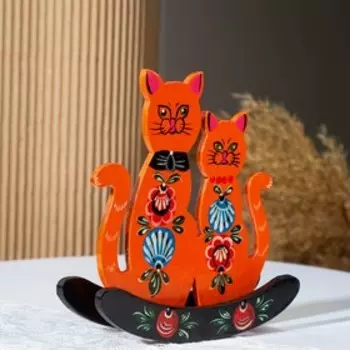 Сувенир "Кошка-качалка", рыжая, гордецкая роспись