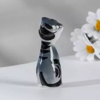 Сувенир «Кошка Милашка», 9 см, серая гжель