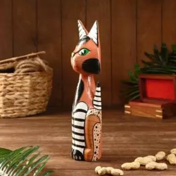 Сувенир "Кошка полосатая" дерево 8х7х30 см